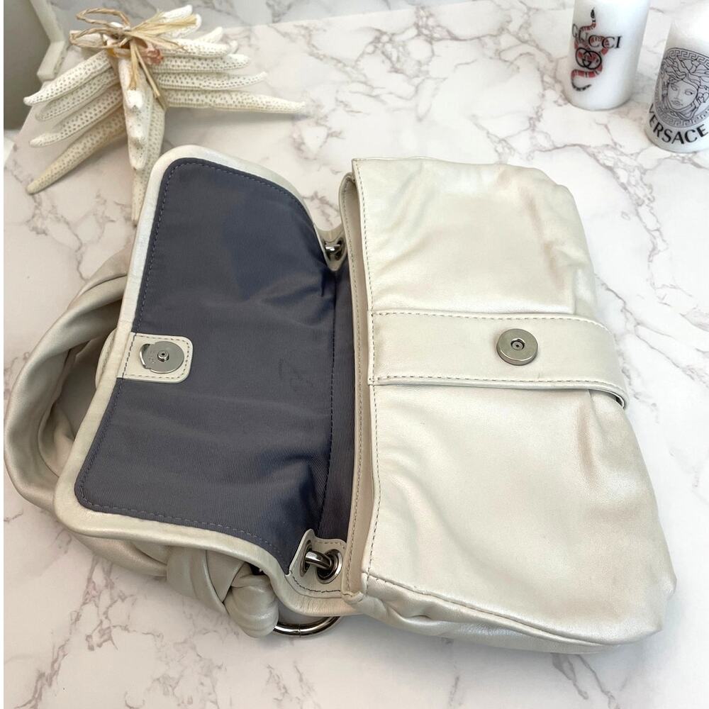 Coach Metallic Cream/Off-White Colored Soft Pleated Leather Shoulder Bag EUC - Picture 6 of 11